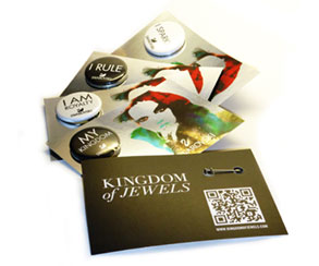 Visitenkarten mit Button 32mm, 4 Sorten, Kingdom of Jewels