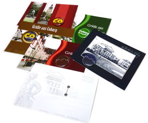 Postkarte mit Button 32mm, Grüße aus Coburg